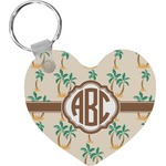 Palm Trees Heart Plastic Keychain w/ Monogram