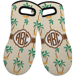 Palm Trees Neoprene Oven Mitts - Set of 2 w/ Monogram