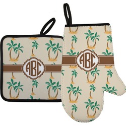 Palm Trees Right Oven Mitt & Pot Holder Set w/ Monogram