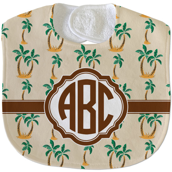 Custom Palm Trees Velour Baby Bib w/ Monogram