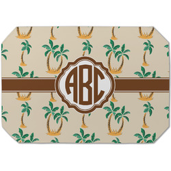 Palm Trees Dining Table Mat - Octagon (Single-Sided) w/ Monogram