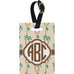 Palm Trees Plastic Luggage Tag - Rectangular w/ Monogram