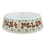 Palm Trees Plastic Dog Bowl - Large (Personalized)