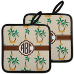 Palm Trees Pot Holders - Set of 2 w/ Monogram