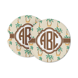 Palm Trees Sandstone Car Coasters - Set of 2 (Personalized)
