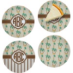 Palm Trees Set of 4 Glass Appetizer / Dessert Plate 8" (Personalized)