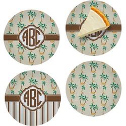 Palm Trees Set of 4 Glass Appetizer / Dessert Plate 8" (Personalized)