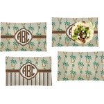 Palm Trees Set of 4 Glass Rectangular Lunch / Dinner Plate (Personalized)