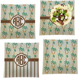 Palm Trees Set of 4 Glass Square Lunch / Dinner Plate 9.5" (Personalized)