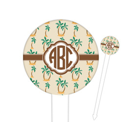 Palm Trees 6" Round Plastic Food Picks - White - Double Sided (Personalized)