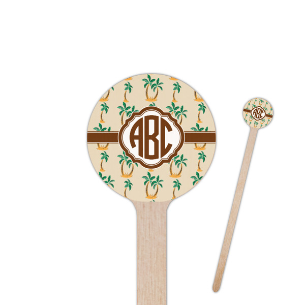 Custom Palm Trees 7.5" Round Wooden Stir Sticks - Double Sided (Personalized)