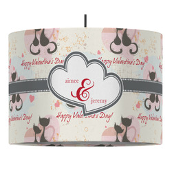 Cats in Love 16" Drum Pendant Lamp - Fabric (Personalized)