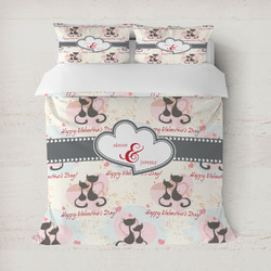 Cats in Love Duvet Cover Set - Full / Queen (Personalized)