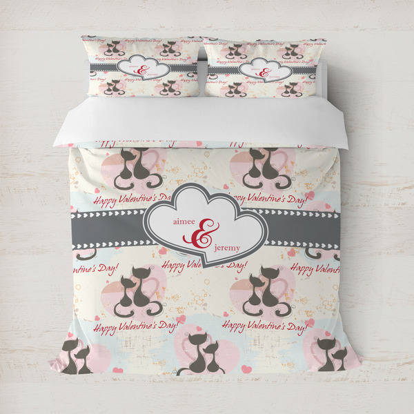 Custom Cats in Love Duvet Cover Set - Full / Queen (Personalized)