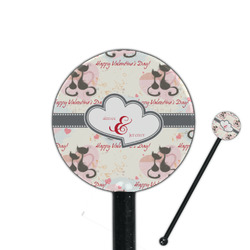 Cats in Love 5.5" Round Plastic Stir Sticks - Black - Double Sided (Personalized)