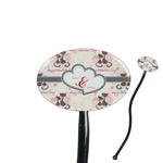 Cats in Love 7" Oval Plastic Stir Sticks - Black - Single Sided (Personalized)