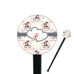 Cats in Love 7" Round Plastic Stir Sticks - Black - Single Sided (Personalized)