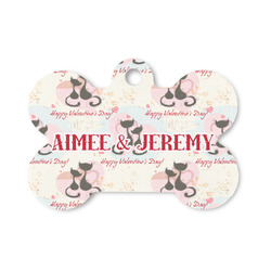 Cats in Love Bone Shaped Dog ID Tag - Small (Personalized)