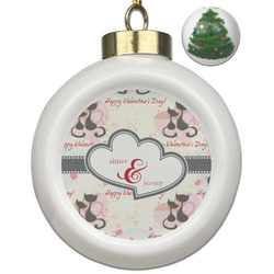Cats in Love Ceramic Ball Ornament - Christmas Tree (Personalized)