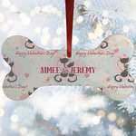 Cats in Love Ceramic Dog Ornament w/ Couple's Names