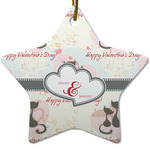 Cats in Love Star Ceramic Ornament w/ Couple's Names