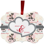 Cats in Love Metal Frame Ornament - Double Sided w/ Couple's Names