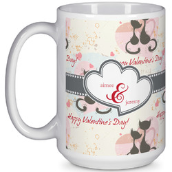 Cats in Love 15 Oz Coffee Mug - White (Personalized)