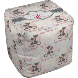 Cats in Love Cube Pouf Ottoman - 13" (Personalized)