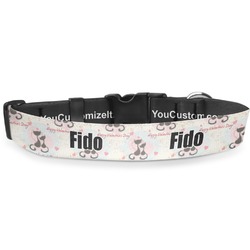 Cats in Love Deluxe Dog Collar - Medium (11.5" to 17.5") (Personalized)