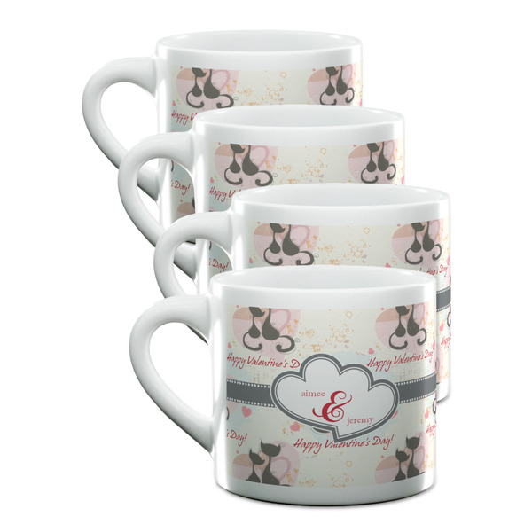 Custom Cats in Love Double Shot Espresso Cups - Set of 4 (Personalized)