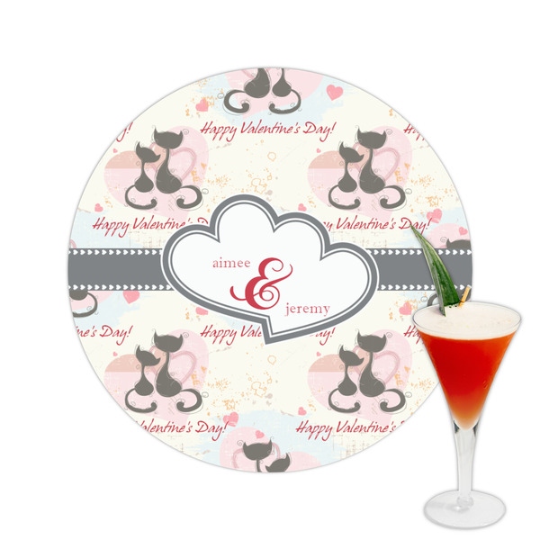 Custom Cats in Love Printed Drink Topper -  2.5" (Personalized)