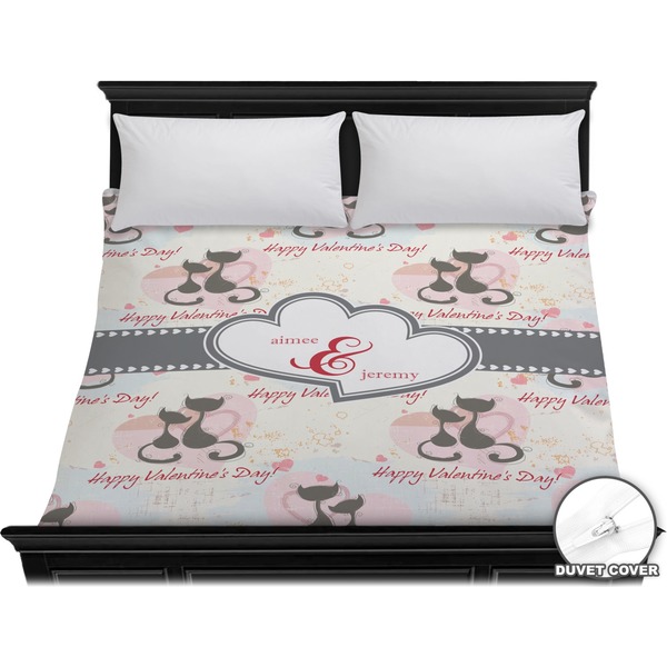 Custom Cats in Love Duvet Cover - King (Personalized)