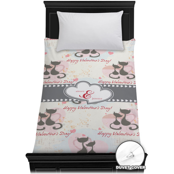 Custom Cats in Love Duvet Cover - Twin XL (Personalized)