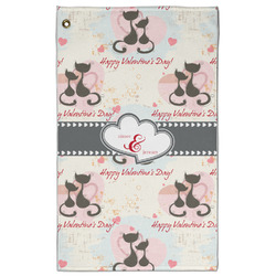 Cats in Love Golf Towel - Poly-Cotton Blend w/ Couple's Names