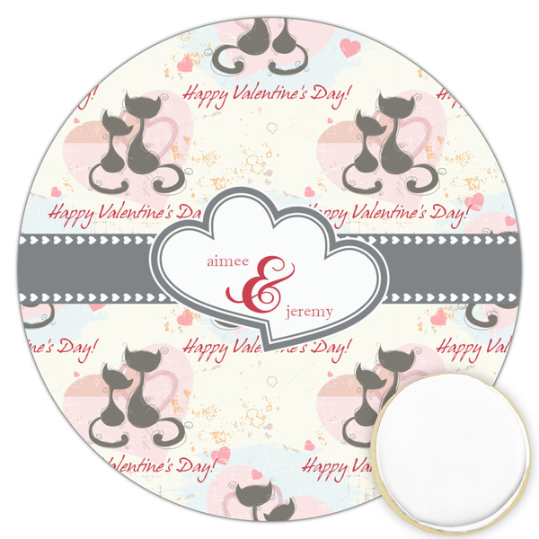 Custom Cats in Love Printed Cookie Topper - 3.25" (Personalized)