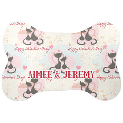 Cats in Love Bone Shaped Dog Food Mat (Personalized)