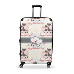 Cats in Love Suitcase - 28" Large - Checked w/ Couple's Names