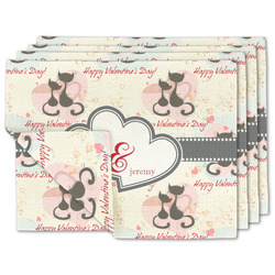 Cats in Love Linen Placemat w/ Couple's Names