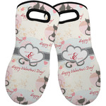 Cats in Love Neoprene Oven Mitts - Set of 2 w/ Couple's Names