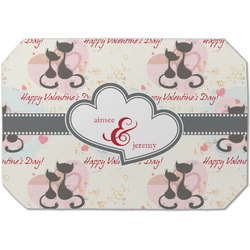 Cats in Love Dining Table Mat - Octagon (Single-Sided) w/ Couple's Names