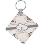 Cats in Love Diamond Plastic Keychain w/ Couple's Names