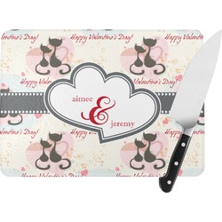 Cats in Love Rectangular Glass Cutting Board - Medium - 11"x8" (Personalized)