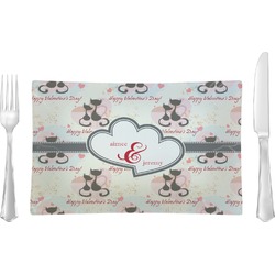 Cats in Love Glass Rectangular Lunch / Dinner Plate (Personalized)