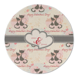Cats in Love Round Linen Placemat - Single Sided (Personalized)