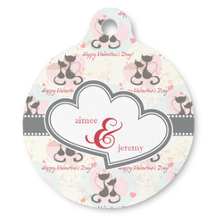 Cats in Love Round Pet ID Tag - Large (Personalized)