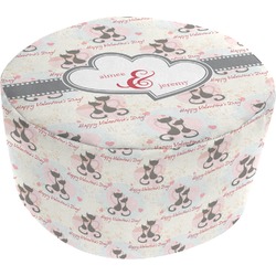 Cats in Love Round Pouf Ottoman (Personalized)