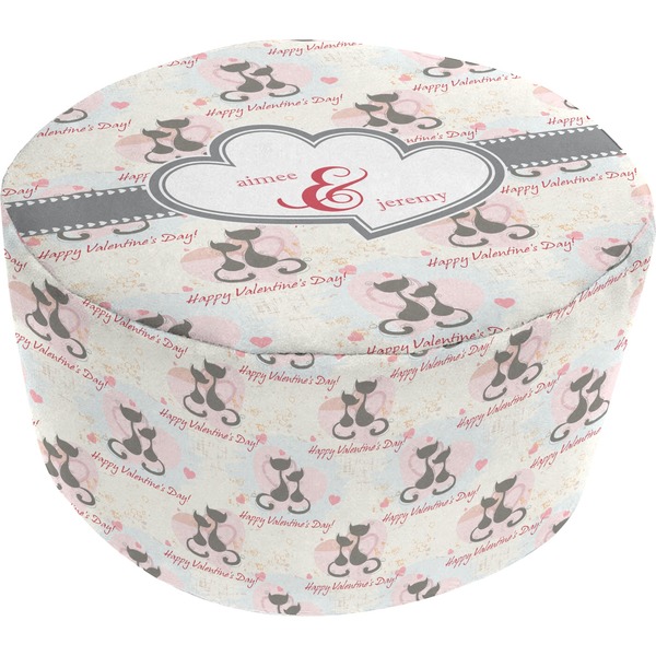 Custom Cats in Love Round Pouf Ottoman (Personalized)