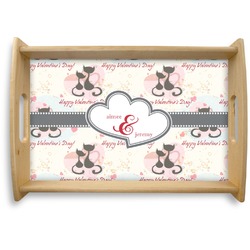 Cats in Love Natural Wooden Tray - Small (Personalized)