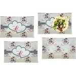 Cats in Love Set of 4 Glass Rectangular Lunch / Dinner Plate (Personalized)