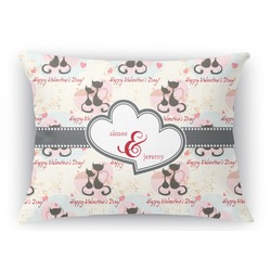 Cats in Love Rectangular Throw Pillow Case - 12"x18" (Personalized)